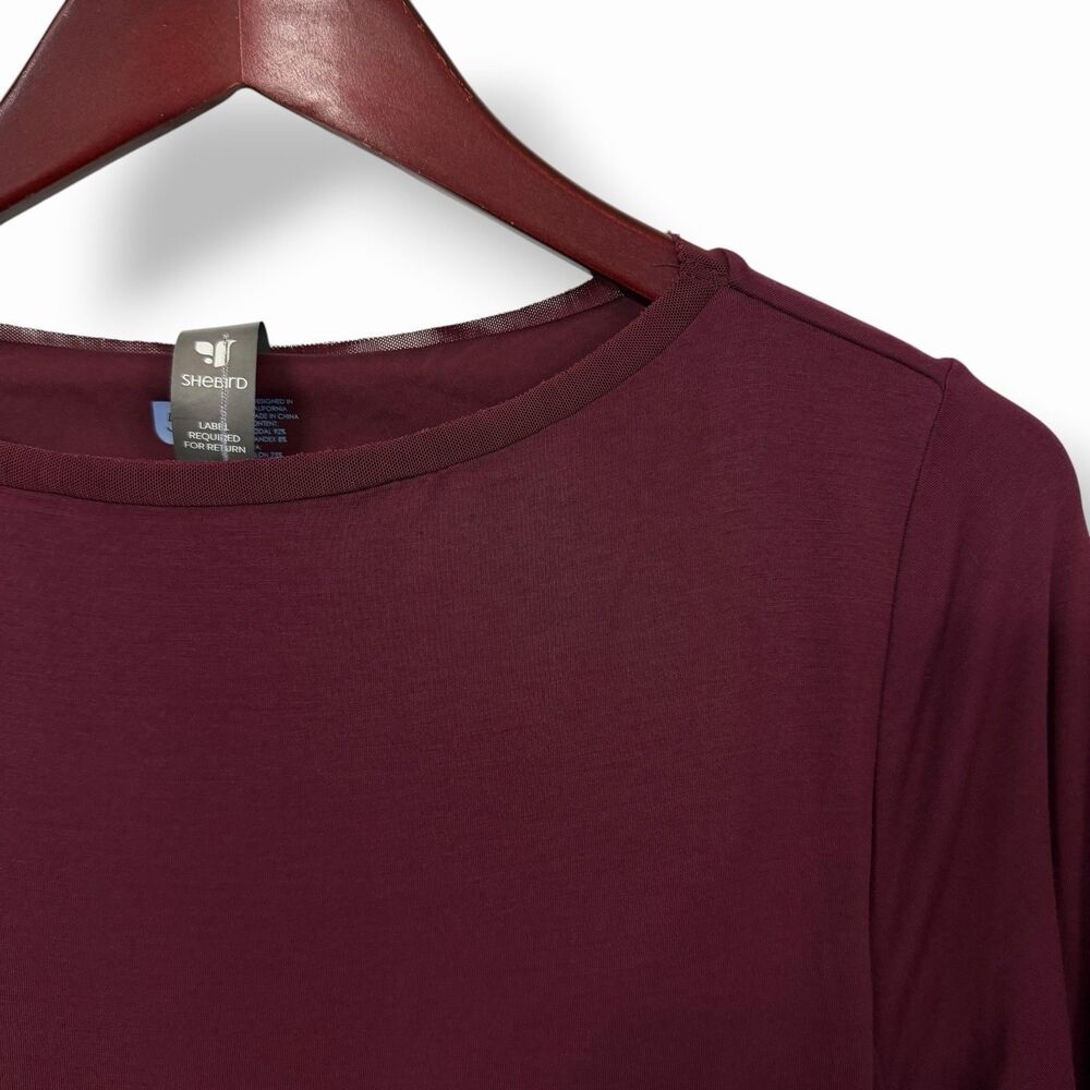 NWOT SheBird Marissa Maxi Bra Dress Dark Cherry Burgundy Wine Long Sleeve 5 M/L - Picture 6 of 12